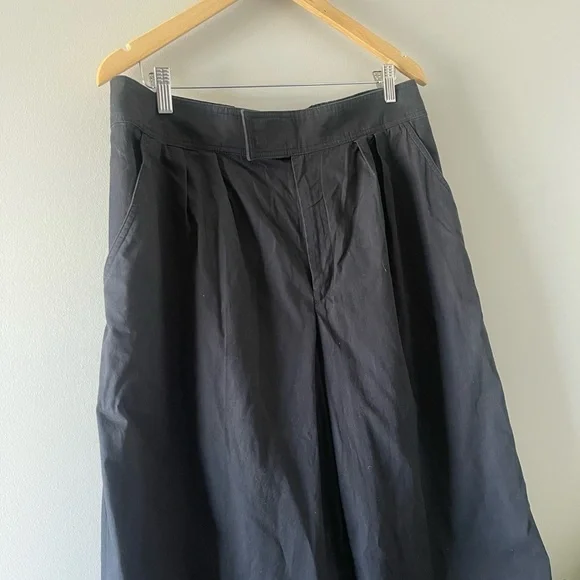 by Anthropologie | Black Cotton Wide-Leg Trouser Office Capsule Wardrobe 16 Tall - Picture 3 of 8